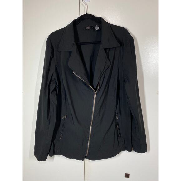 Mossimo Woman Stretch Black Motto Lightweight Zip Up Jacket Size 18W - Picture 6 of 8